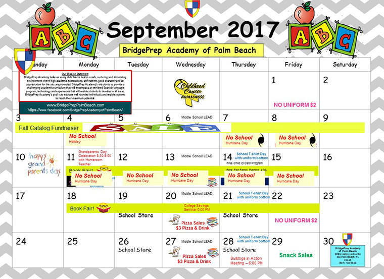 2017 September Calendar